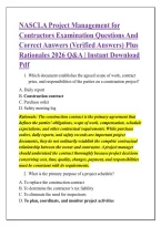NASCLA Project Management for &NewLine;Contractors Examination Questions And &NewLine;Correct Answers &lpar;Verified Answers&rpar; Plus &NewLine;Rationales 2026 Q&A &vert; Instant Download &NewLine;Pdf 