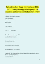 Pathophysiology Exam 1 review latest 2026-2027 &sol; Pathophysiology exam 1 prep &ndash; 100 questions and correct verified answers review 