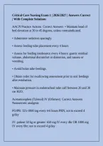 Critical Care Nursing Exam 1 &vert; 2026&sol;2027 &vert; Answers Correct &vert; With Complete Solutions