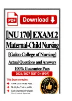 NU 170 Exam 2 &vert; Maternal-Child Nursing &vert;2026 Update &vert;100&percnt; Correct &ndash; Galen College