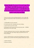Mental Health Proctored Newest Exam Prep Test Bank with 400 Questions and correct answers with Rationales&sol; A detailed Review of Mental Health Proctored Exam 2026-2027 Latest exam prep test bank 
