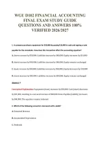 WGU D102 FINANCIAL ACCOUNTING&NewLine;FINAL EXAM STUDY GUIDE&NewLine;QUESTIONS AND ANSWERS 100&percnt;&NewLine;VERIFIED 2026&sol;2027