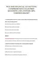 WGU D102 FINANCIAL ACCOUNTING&NewLine;COMPREHENSIVE EXAM PREP&NewLine;QUESTIONS AND ANSWERS 100&percnt;&NewLine;VERIFIED 2026&sol;2027
