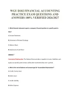 WGU D102 FINANCIAL ACCOUNTING&NewLine;PRACTICE EXAM QUESTIONS AND&NewLine;ANSWERS 100&percnt; VERIFIED 2026&sol;2027