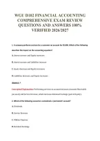 WGU D102 FINANCIAL ACCOUNTING&NewLine;COMPREHENSIVE EXAM REVIEW&NewLine;QUESTIONS AND ANSWERS 100&percnt;&NewLine;VERIFIED 2026&sol;2027