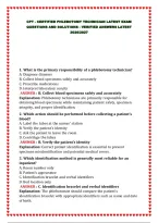 CPT - CERTIFIED PHLEBOTOMY TECHNICIAN LATEST EXAM&NewLine;QUESTIONS AND SOLUTIONS - VERIFIED ANSWERS LATEST&NewLine;2026&sol;2027