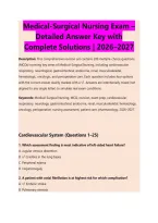 Medical-Surgical Nursing Exam &ndash; &NewLine;Detailed Answer Key with &NewLine;Complete Solutions &vert; 2026&ndash;2027 