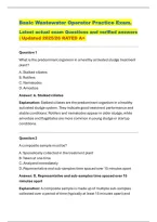 Basic Wastewater Operator Practice Exam&period;  &NewLine;Latest actual exam Questions and verified answers &NewLine;&vert; Updated 2025&sol;26 RATED A&plus;&period; 