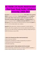 AU HADM 371 Health Administration &ndash; Final Exam Study Guide &vert; Athabasca &NewLine;University &vert; 2026&ndash;2027 