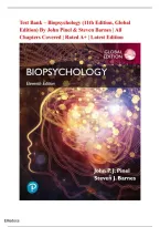 Test Bank For Biopsychology 11E Global Edition&NewLine;John Pinel & Steven Barnes &vert; Chapter-by-Chapter Exam Prep &vert; Graded A&plus; &vert; Newest Edition