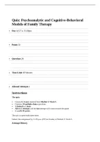 HSMF 601 Quiz 4 &vert; Psychoanalytic & Cognitive-Behavioral Models of Family Therapy &vert; Practice Questions & Answers &vert; 2026