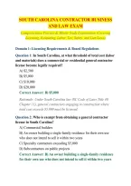 SOUTH CAROLINA CONTRACTOR BUSINESS AND LAW EXAM NEWEST 2026&sol; 2027 TEST BANK&vert; CONTRACTOR BUSINESS AND LAW EXAM PREP WITH COMPLETE 200 REAL EXAM QUESTIONS AND CORRECT VERIFIED ANSWERS&sol; ALREADY GRADED A&plus; &lpar;MOST RECENT&excl;&excl;&rpar;