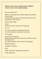 Midterm Critical Care Nursing Questions &vert; 2026&sol;2027 &vert; Answers Correct &vert; With complete solutions