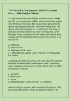 TEST&num;1 Critical Care Questions &vert; 2026&sol;2027 &vert; Answers Correct &vert; With Complete Solutions