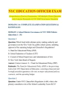 Nyc Education Officer Exam Newest 2026&sol; 2027 Test Bank&vert; Nyc Education Officer Certification Exam Prep With Complete 200 Real Exam Questions And Correct Verified Answers&sol; Already Graded A&plus; &lpar;Most Recent&excl;&excl;&rpar;