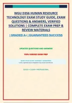 Wgu D356 Human Resource Technology Exam Study Guide&comma; Exam Questions & Answers&comma; Verified Solutions &vert; Complete Exam Prep & Review Materials