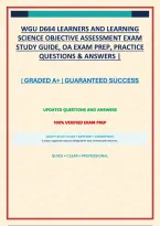 Wgu D664 Learners And Learning Science Objective Assessment Exam Study Guide&comma; Oa Exam Prep&comma; Practice Questions & Answers &vert; Complete Review Materials