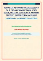 Wgu D116 Advanced Pharmacology Oa & Pre-Assessment Exam Study Guide&comma; Practice Questions & Answers &vert; Newest Exam Review Materials