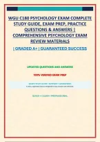 Wgu C180 Psychology Exam Complete Study Guide&comma; Exam Prep&comma; Practice Questions & Answers &vert; Comprehensive Psychology Exam Review Materials