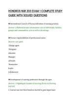 Hondros Nur 205 Exam 1 Complete Study&NewLine;Guide With Solved Questions