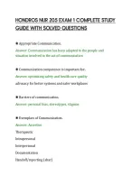 Hondros Nur 205 Exam 1 Complete Study&NewLine;Guide With Solved Questions