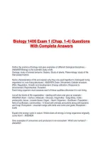 Biology 1406 Exam 1 &lpar;Chap&period; 1-4&rpar; Questions With Complete Answers