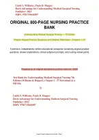 Test Bank for Understanding Medical-Surgical Nursing 7th&NewLine;Edition &lpar;Williams & Hopper&rpar;&comma; Chapter 1 - 57 Download as a&NewLine;Pdf File&NewLine;Linda S&period; Williams&comma; Paula D&period; Hopper&NewLine;Davis Advantage for Understanding Medical-Surgical Nursing&NewLine;Publisher&colon; 2022&NewLine;ISBN&colon; 978171964