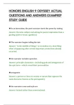 Honors English 9 Odyssey Actual&NewLine;Questions And Answers Examprep&NewLine;Study Guide&NewLine;