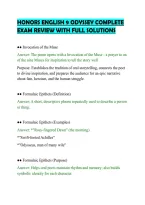 Honors English 9 Odyssey Complete&NewLine;Exam Review With Full Solutions