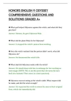 Honors English 9 Odyssey&NewLine;Comprehensive Questions And&NewLine;Solutions Graded A&plus;