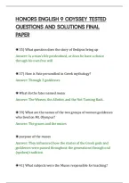 Honors English 9 Odyssey Tested&NewLine;Questions And Solutions Final&NewLine;Paper