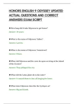 Honors English 9 Odyssey Updated&NewLine;Actual Questions And Correct&NewLine;Answers Exam Script