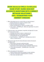 Iahss Advanced Officer Certification &NewLine;Exam Study Guide 2026&sol;2027 &NewLine;Accurate Questions With Correct &NewLine;Detailed Solutions &vert;&vert; &NewLine;100&percnt; Guaranteed Pass &NewLine;<Newest Version> &NewLine;