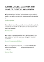 Tcfp Fire Officer 3 Exam Script With&NewLine;Complete Questions And Answers