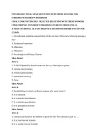 Psy 101 Final Exam Questions & Answers For Ethiopian University Freshmen