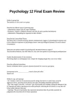 Psychology 12 Final Exam Review