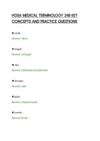 Hosa Medical Terminology 248&NewLine;Essential Study Questions And Answers&NewLine;