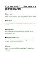 Hosa Pathophysiology Actual Test&NewLine;Paper With Correct Answers