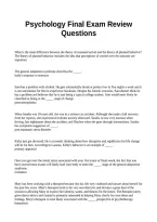Psychology Final Exam Review Questions