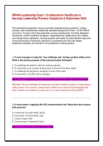 NR446 Leadership Exam 1&colon; Collaborative Healthcare & Nursing Leadership Practice Questions & Rationales
