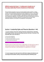 NR446 Leadership Exam 1&colon; Collaborative Healthcare & Nursing Leadership Practice Questions & Rationales