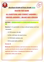 eRailSafe Exam Actual Exam 2026&sol;27 &vert; Master Test Bank &vert; All Questions and Correct Answers &vert; Verified Answers &vert; Brand New Version&NewLine;