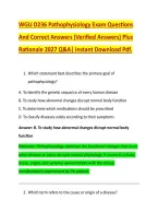 WGU D236 Pathophysiology Exam Questions &NewLine;And Correct Answers &lpar;Verified Answers&rpar; Plus &NewLine;Rationale 2027 Q&A&vert; Instant Download Pdf&period;