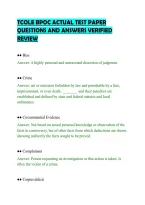 Tcole Bpoc Actual Test Paper&NewLine;Questions And Answers Verified&NewLine;Review&NewLine;