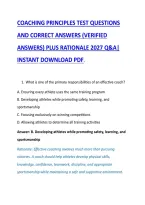 Coaching Principles Test Questions &NewLine;And Correct Answers &lpar;Verified &NewLine;Answers&rpar; Plus Rationale 2027 Q&A&vert; &NewLine;Instant Download Pdf
