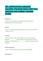 Tefl Certification Language&NewLine;Teaching Strategies Exam Script Full&NewLine;Questions And Correct Answers&NewLine;Review&NewLine;