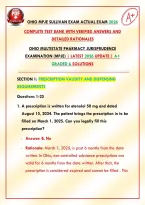 Ohio MPJE Sullivan Exam Actual Exam 2026 &vert; Complete Test Bank with Verified Answers and Detailed Rationales &vert; Ohio Multistate Pharmacy Jurisprudence Examination &lpar;MPJE&rpar; &vert; Latest 2026&sol;27 Update &vert; A&plus; Graded & Solutions&NewLine;