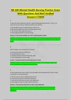 NR 326 Mental Health Nursing Practice Exam&NewLine;With Questions And Well Verified&NewLine;Answers&excl;&excl;&excl;2026
