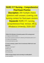 NURS 317 Nursing &ndash; Comprehensive &NewLine;Final Exam Practice 