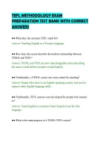 Tefl Methodology Exam&NewLine;Preparation Test Bank With Correct&NewLine;Answers